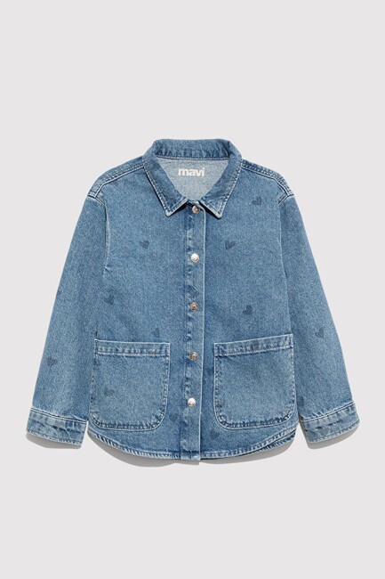Kız Çocuk Lulu Denim Gömlek 7210002-90880 Mavi (1)