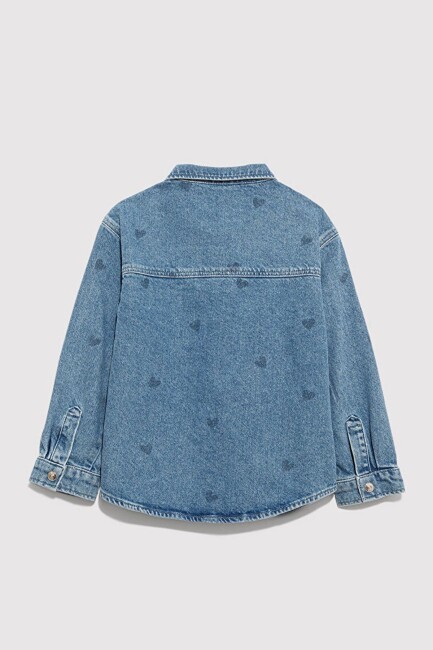 Kız Çocuk Lulu Denim Gömlek 7210002-90880 Mavi (2)