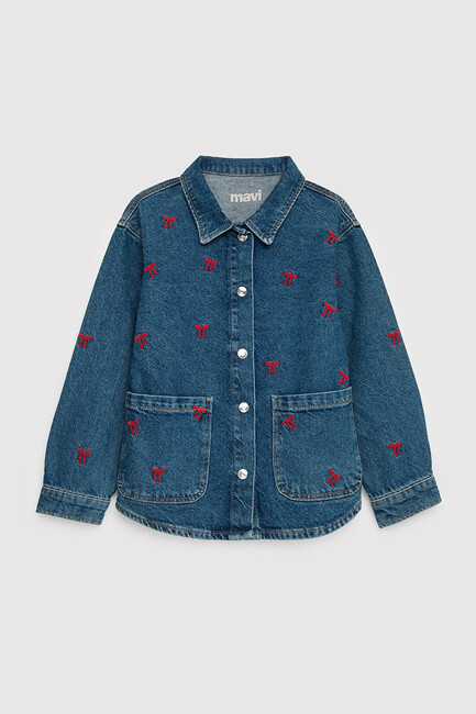 Kız Çocuk Luyu Denim Gömlek 7210002-A4164 Mavi (1)