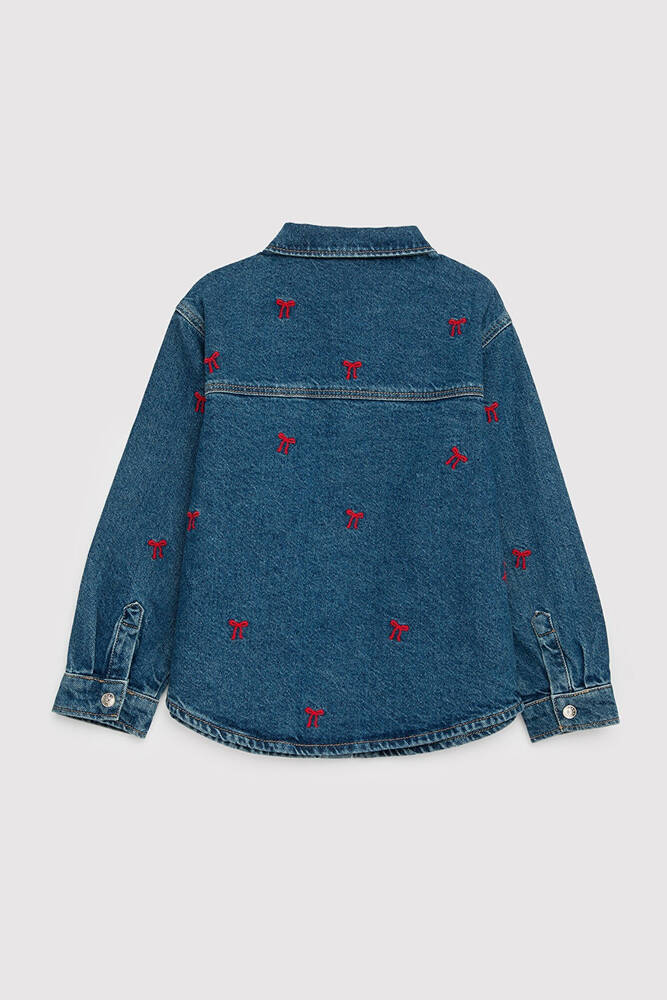Kız Çocuk Luyu Denim Gömlek 7210002-A4164 Mavi 
