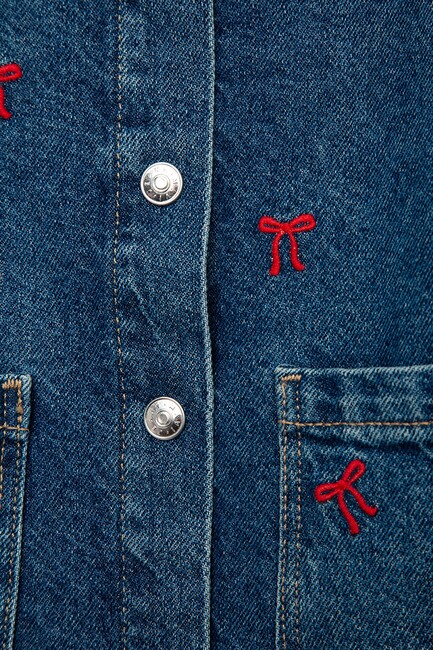 Kız Çocuk Luyu Denim Gömlek 7210002-A4164 Mavi (3)