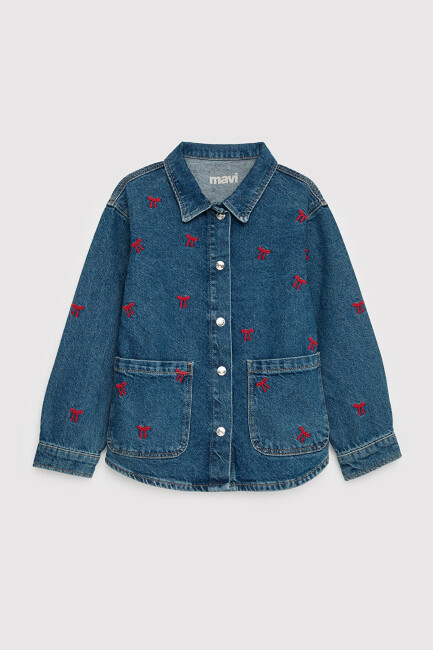 Kız Çocuk Luyu Denim Gömlek 7210002-A4164 Mavi