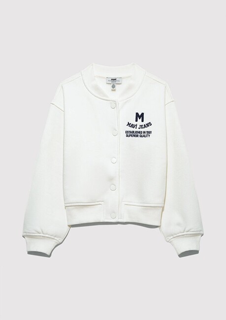 Kız Çocuk M Baskılı Bomber Ceket 7S10086-70057 Ekru - Thumbnail