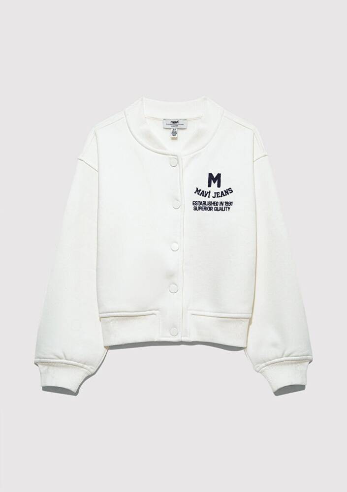 Kız Çocuk M Baskılı Bomber Ceket 7S10086-70057 Ekru 