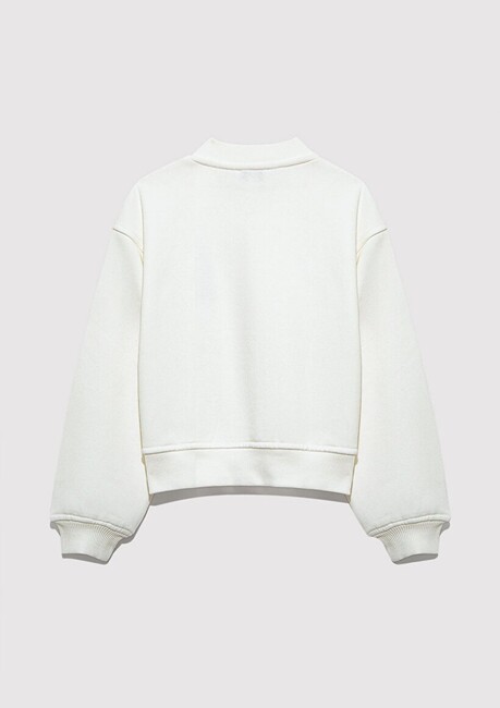 Kız Çocuk M Baskılı Bomber Ceket 7S10086-70057 Ekru - Thumbnail