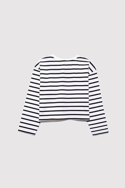 Kız Çocuk Mavi Baskılı Çizgili Tişört 7610270-82374 Siyah (3)