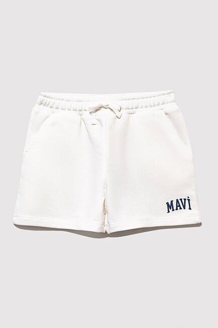 Kız Çocuk Mavi Baskılı Örme Şort 7410002-70057 Beyaz (2)