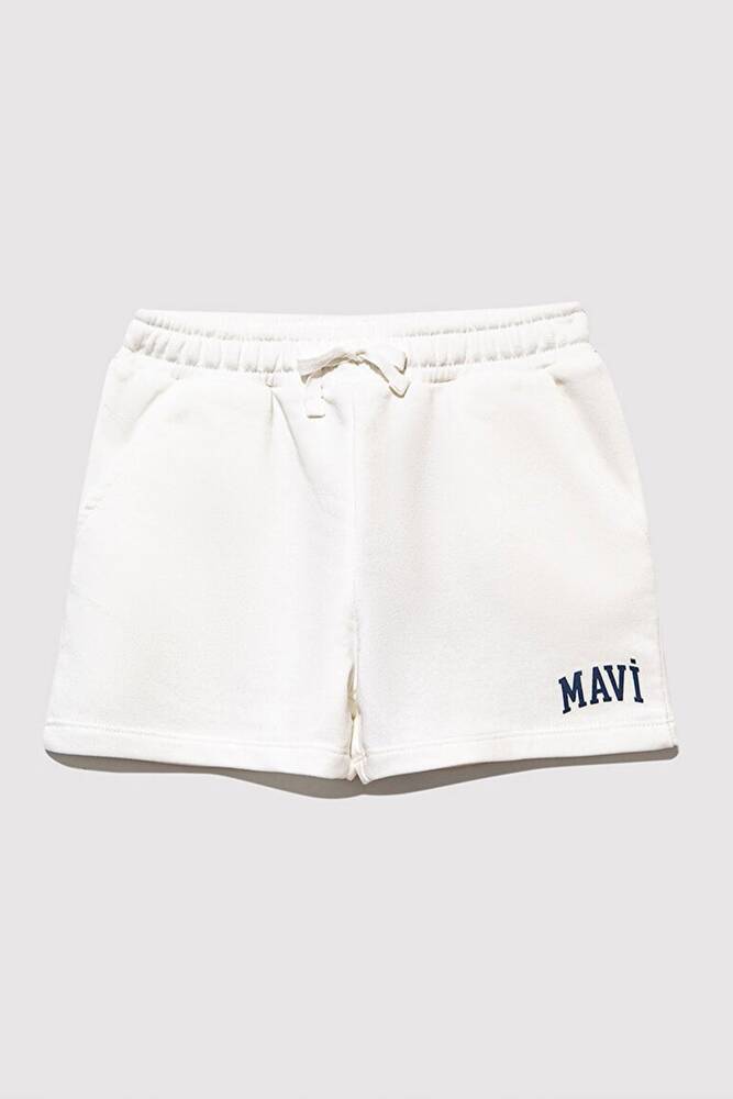 Kız Çocuk Mavi Baskılı Örme Şort 7410002-70057 Beyaz 