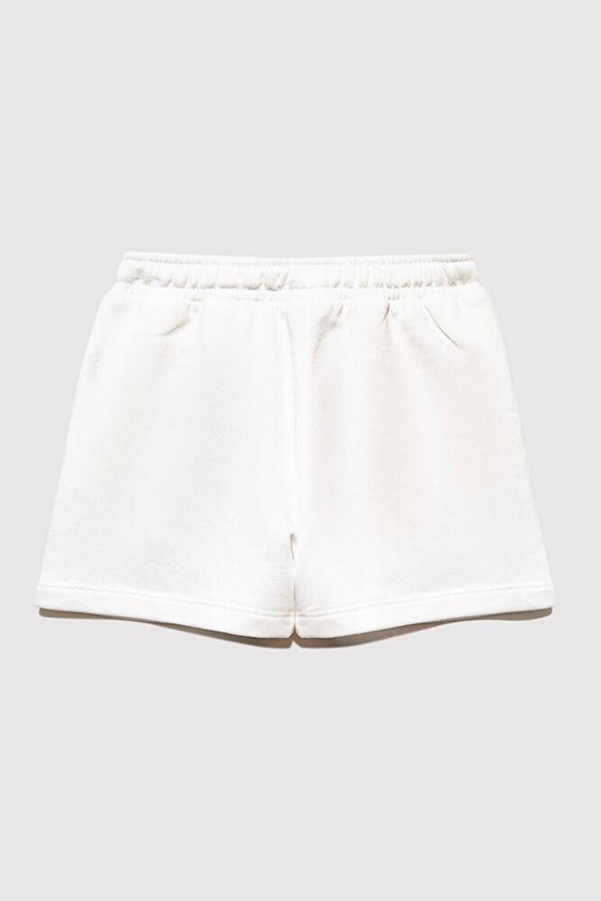 Kız Çocuk Mavi Baskılı Örme Şort 7410002-70057 Beyaz 