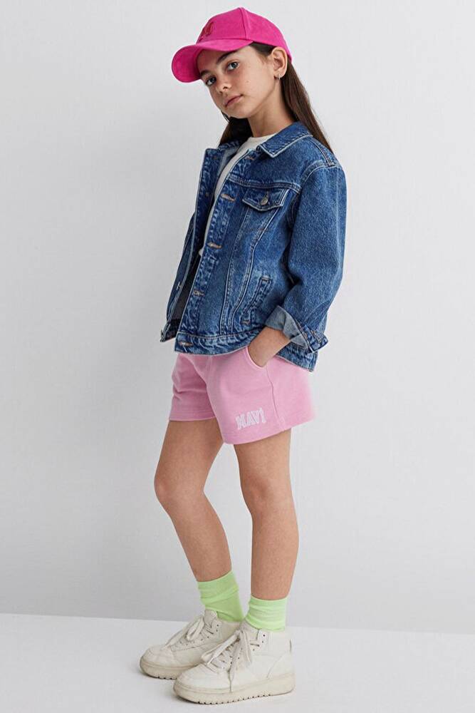 Kız Çocuk Mavi Baskılı Örme Şort 7410002-70972 Pembe 