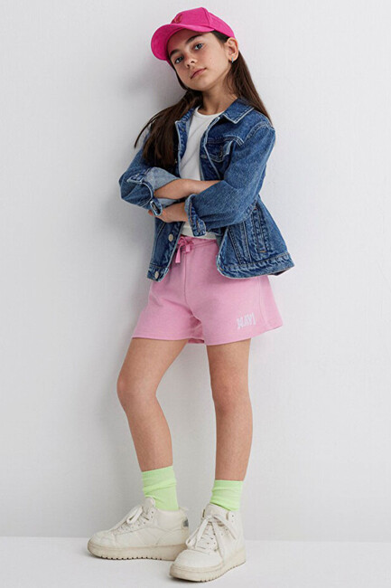 Kız Çocuk Mavi Baskılı Örme Şort 7410002-70972 Pembe (2)