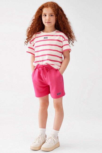 Kız Çocuk Mavi Baskılı Örme Şort 7410002-71111 Pembe (1)