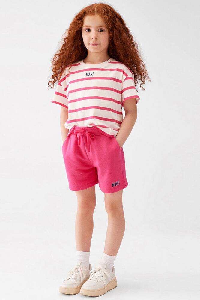 Kız Çocuk Mavi Baskılı Örme Şort 7410002-71111 Pembe 