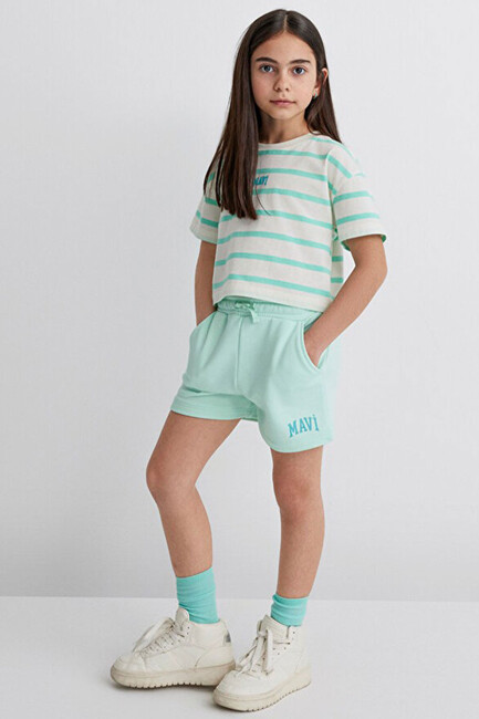 Kız Çocuk Mavi Baskılı Örme Şort 7410002-71643 Turkuaz (1)