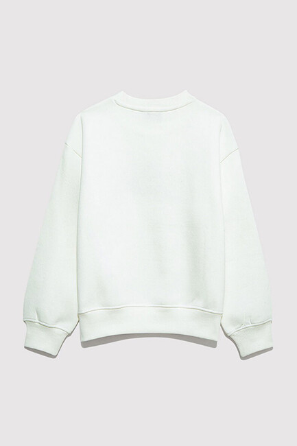 Kız Çocuk Mavi Baskılı Sweat 7S10169-70057 Beyaz - Thumbnail