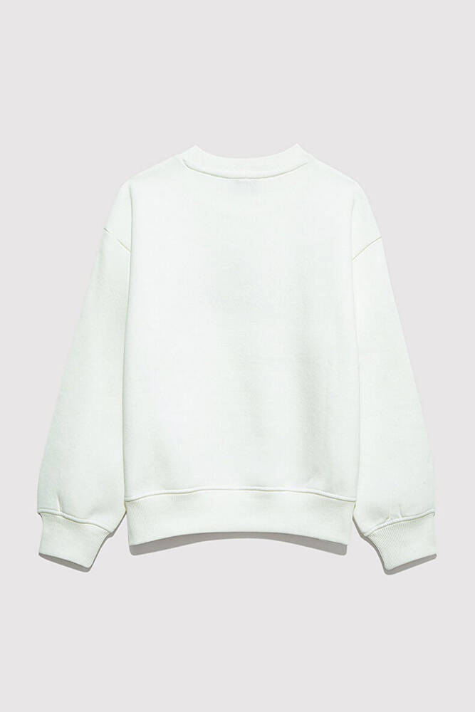 Kız Çocuk Mavi Baskılı Sweat 7S10169-70057 Beyaz 