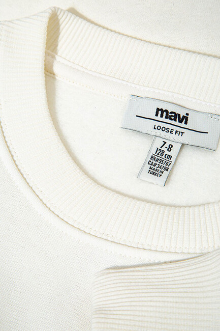 Kız Çocuk Mavi Baskılı Sweat 7S10169-70057 Beyaz - Thumbnail