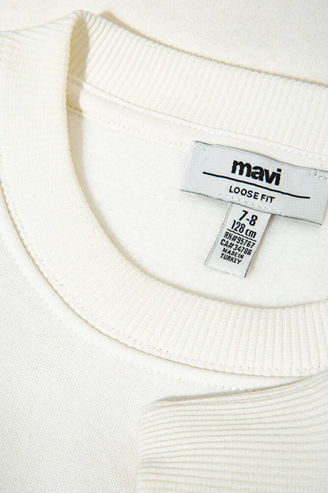 Kız Çocuk Mavi Baskılı Sweat 7S10169-70057 Beyaz 