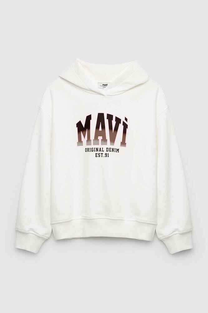 Kız Çocuk Mavi Baskılı Sweat 7S10179-70057 Ekru 