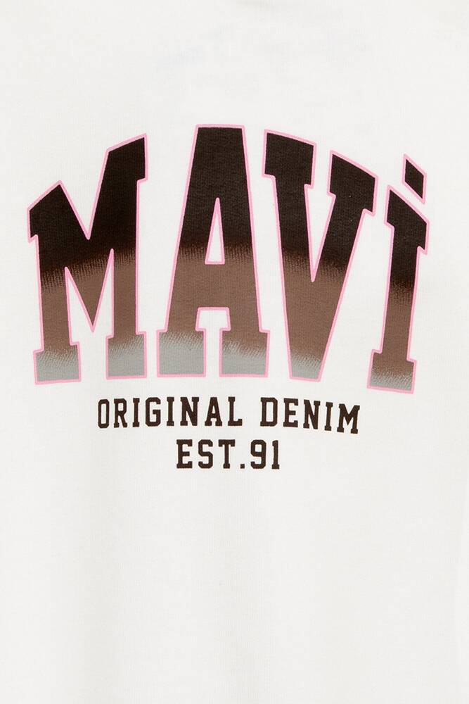 Kız Çocuk Mavi Baskılı Sweat 7S10179-70057 Ekru 