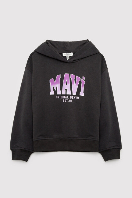 Kız Çocuk Mavi Baskılı Sweat 7S10179-70087 Gri (1)