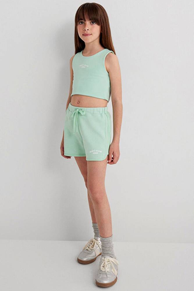 Kız Çocuk Mavi Club Baskılı Şort 7410008-71447 Yeşil 