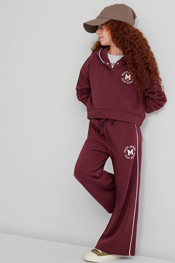 Kız Çocuk Mavi Jeans Baskılı Eşofman Altı 7010032-70393 Bordo 