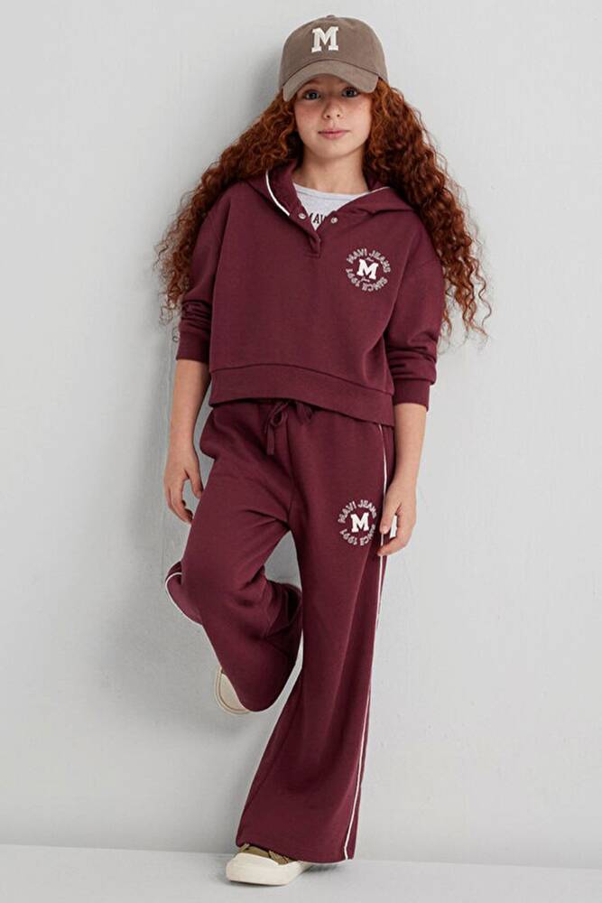 Kız Çocuk Mavi Jeans Baskılı Eşofman Altı 7010032-70393 Bordo 