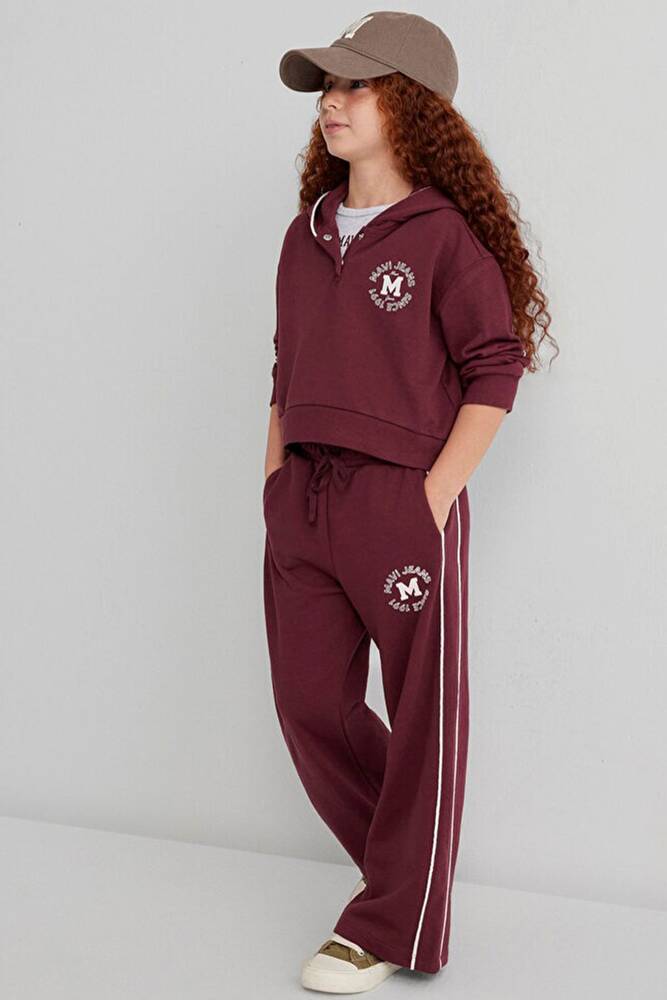 Kız Çocuk Mavi Jeans Baskılı Eşofman Altı 7010032-70393 Bordo 