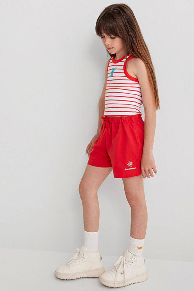 Kız Çocuk Mavi Jeans Baskılı Şort 7410007-84531 Kırmızı 