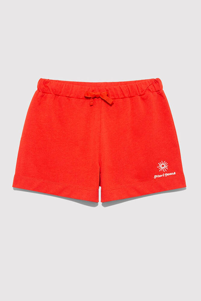 Kız Çocuk Mavi Jeans Baskılı Şort 7410007-84531 Kırmızı 