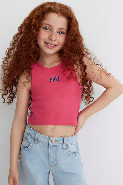 Kız Çocuk Mavi Logo Baskılı Atlet 7610336-71111 Pembe (2)