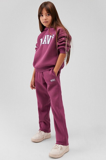 Kız Çocuk Mavi Logo Baskılı Eşofman Alt 7010000-70651 Mor (1)