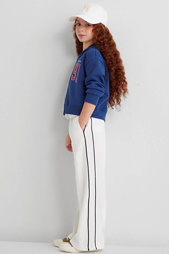 Kız Çocuk Mavi Logo Baskılı Eşofman Alt 7010021-70057 Ekru 