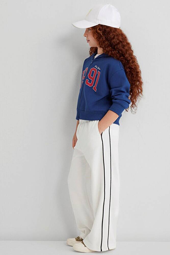 Kız Çocuk Mavi Logo Baskılı Eşofman Alt 7010021-70057 Ekru 