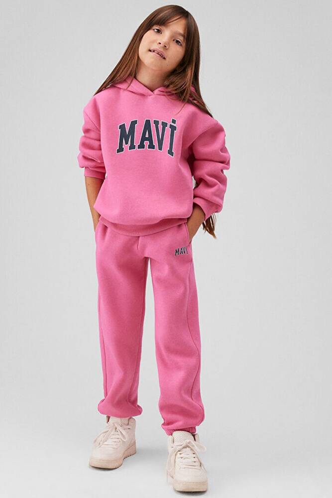 Kız Çocuk Mavi Logo Baskılı Eşofman Altı 7010000-70982 Pembe 
