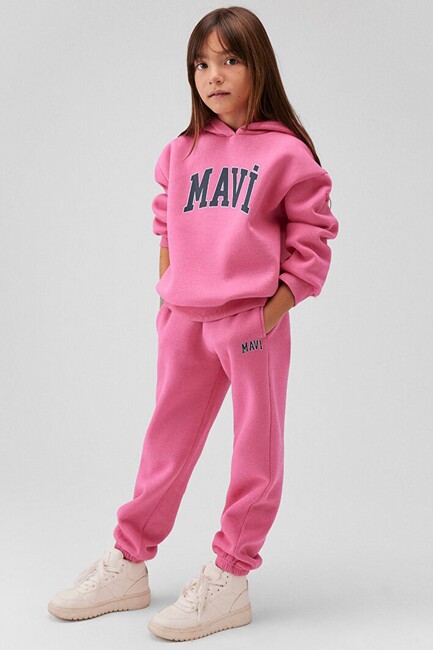 Kız Çocuk Mavi Logo Baskılı Eşofman Altı 7010000-70982 Pembe (2)