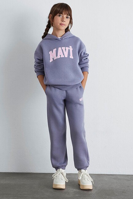 Kız Çocuk Mavi Logo Baskılı Eşofman Altı 7010000-88095 Mor (1)
