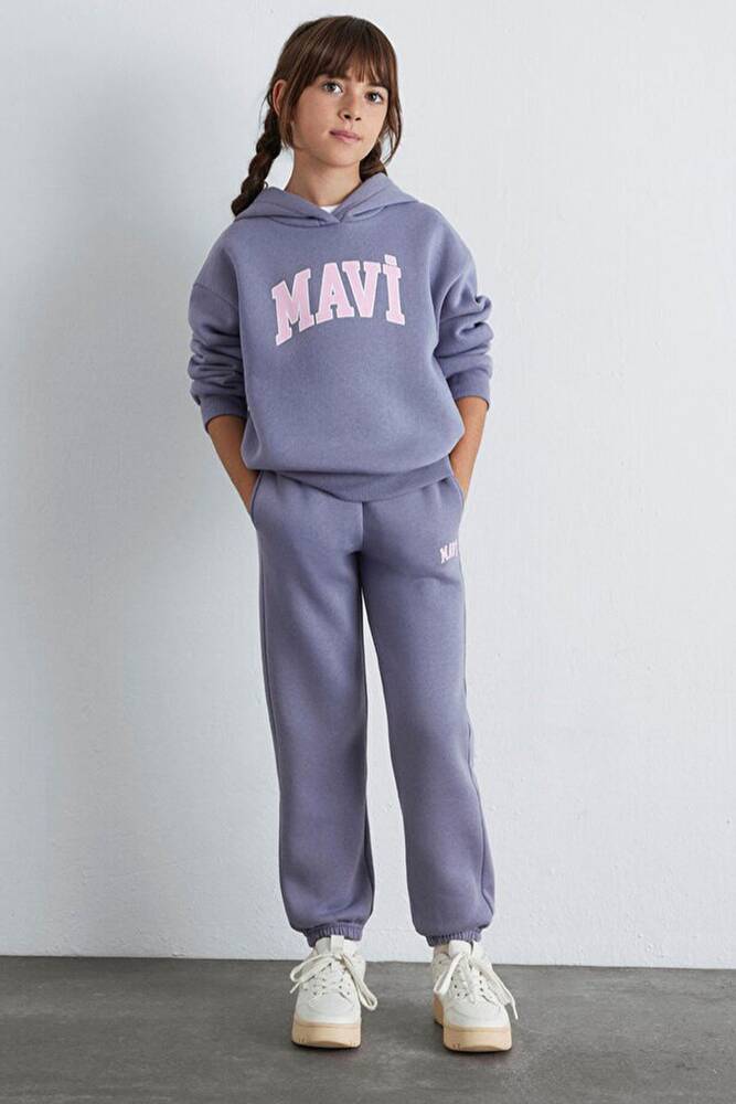 Kız Çocuk Mavi Logo Baskılı Eşofman Altı 7010000-88095 Mor 