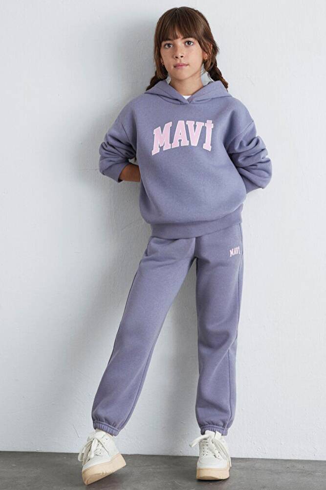 Kız Çocuk Mavi Logo Baskılı Eşofman Altı 7010000-88095 Mor 