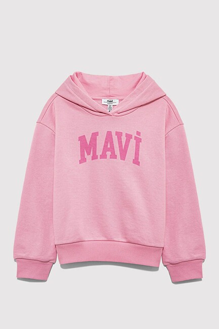 Kız Çocuk Mavi Logo Baskılı Kapüşonlu Sweat 7S10147-70972 Pembe (3)