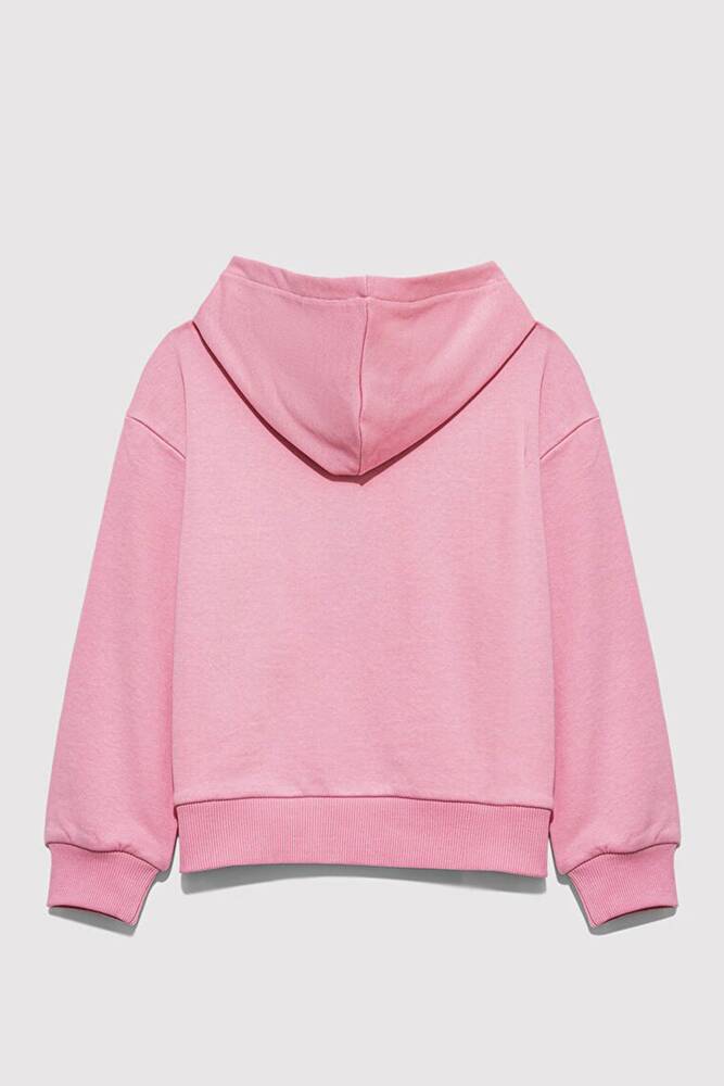 Kız Çocuk Mavi Logo Baskılı Kapüşonlu Sweat 7S10147-70972 Pembe 