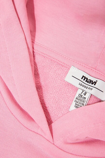 Kız Çocuk Mavi Logo Baskılı Kapüşonlu Sweat 7S10147-70972 Pembe - Thumbnail