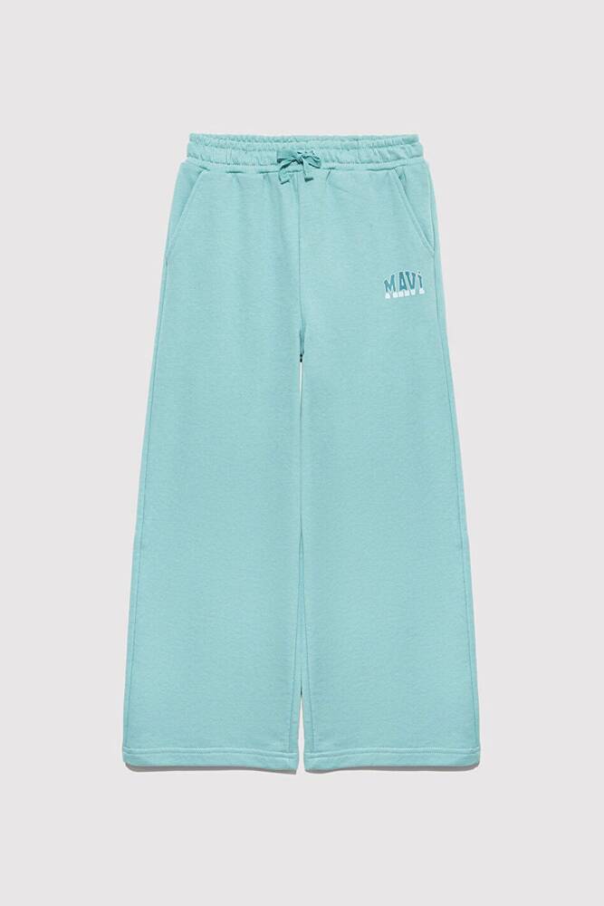 Kız Çocuk Mavi Logo Baskılı Örme Pantolon 7010038-71748 Turkuaz 