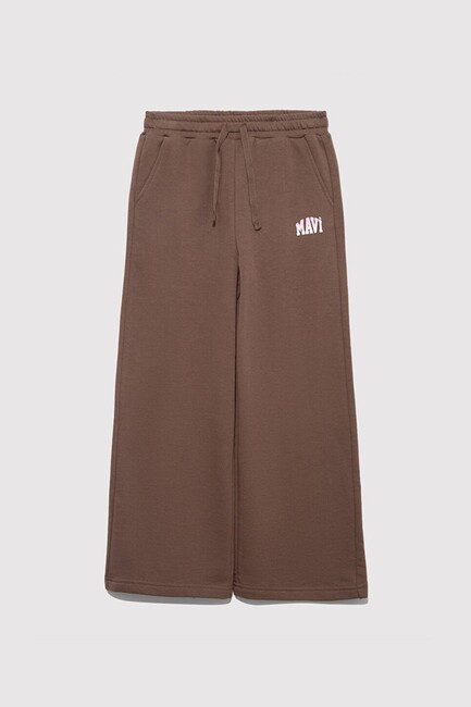 Kız Çocuk Mavi Logo Baskılı Örme Pantolon 7010038-87181 Kahve (1)