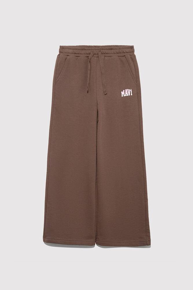 Kız Çocuk Mavi Logo Baskılı Örme Pantolon 7010038-87181 Kahve 