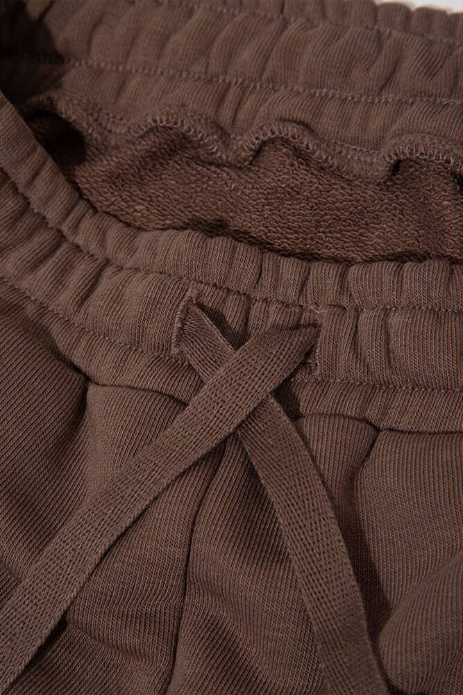 Kız Çocuk Mavi Logo Baskılı Örme Pantolon 7010038-87181 Kahve 