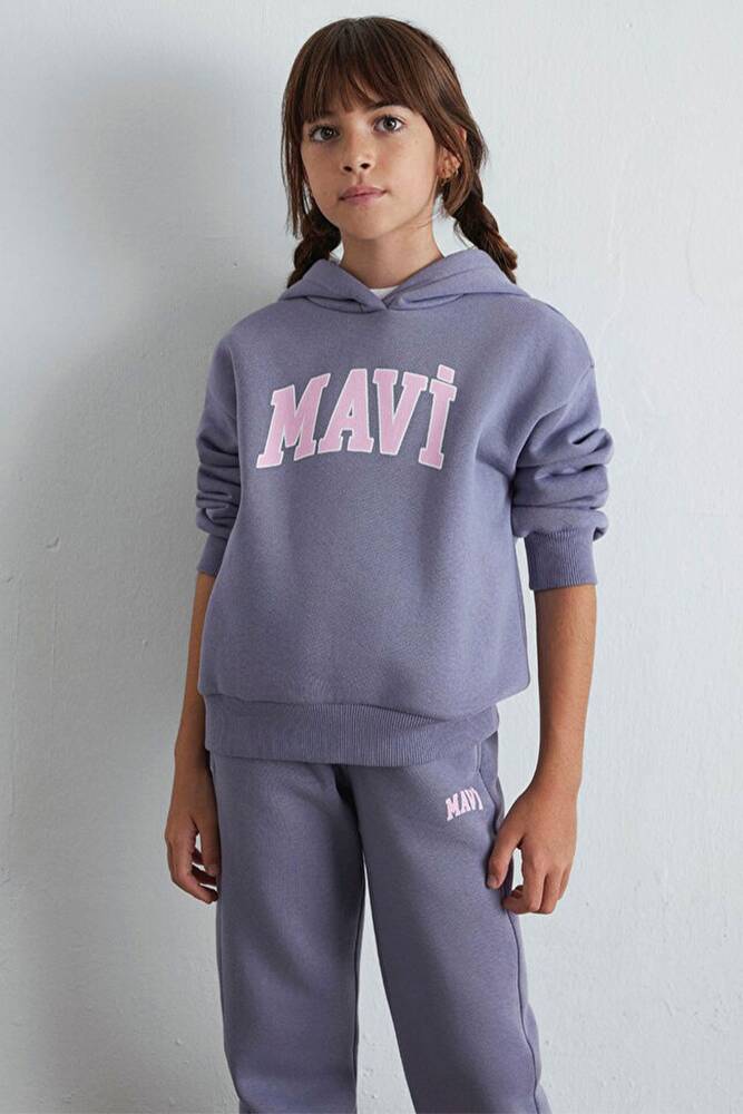 Kız Çocuk Mavi Logo Baskılı Sweat 7610035-88095 Mor 