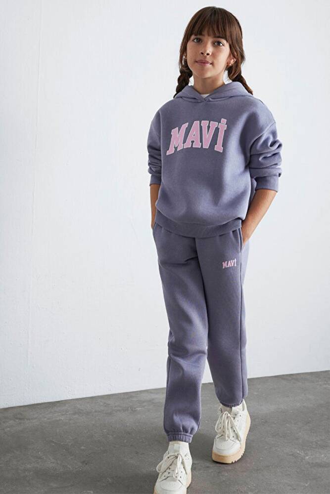Kız Çocuk Mavi Logo Baskılı Sweat 7610035-88095 Mor 