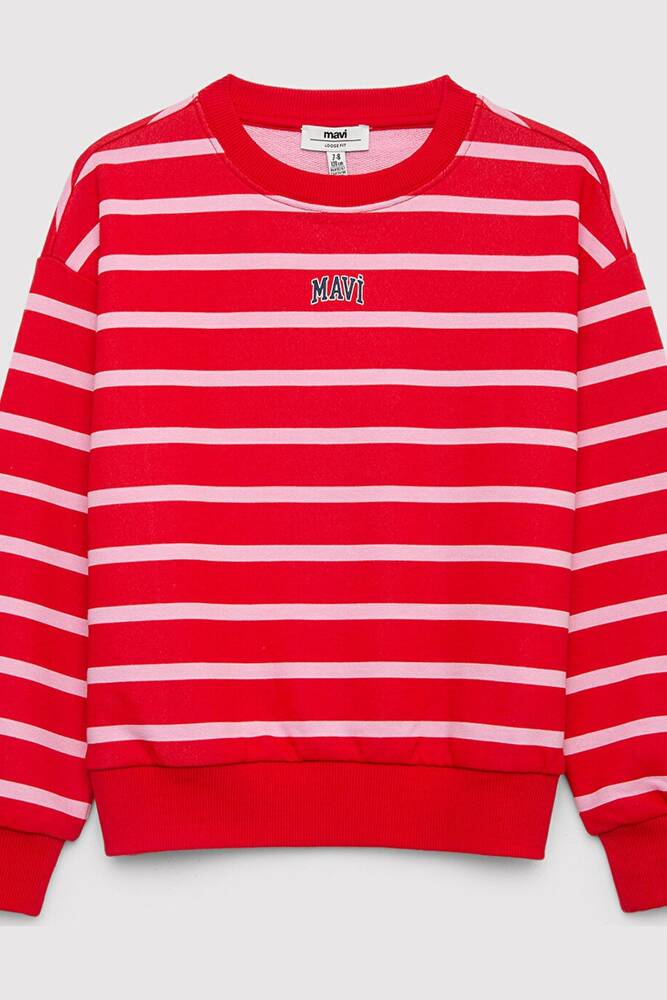 Kız Çocuk Mavi Logo Baskılı Sweat 7S10038-88044 Kırmızı 